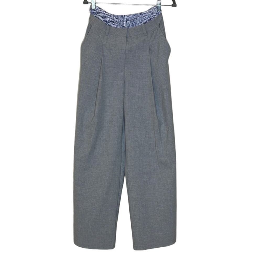 Maeve by Anthropologie Womens XS Grey Pleated Wide‎ Leg High Rise Trousers Pants